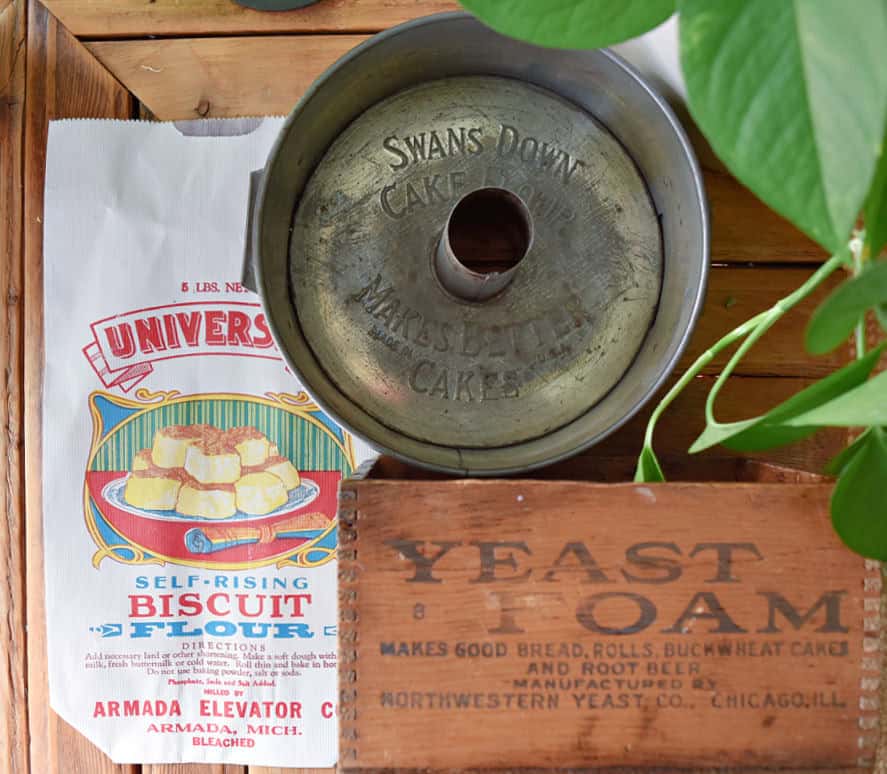 Vintage yeast kitchen items.