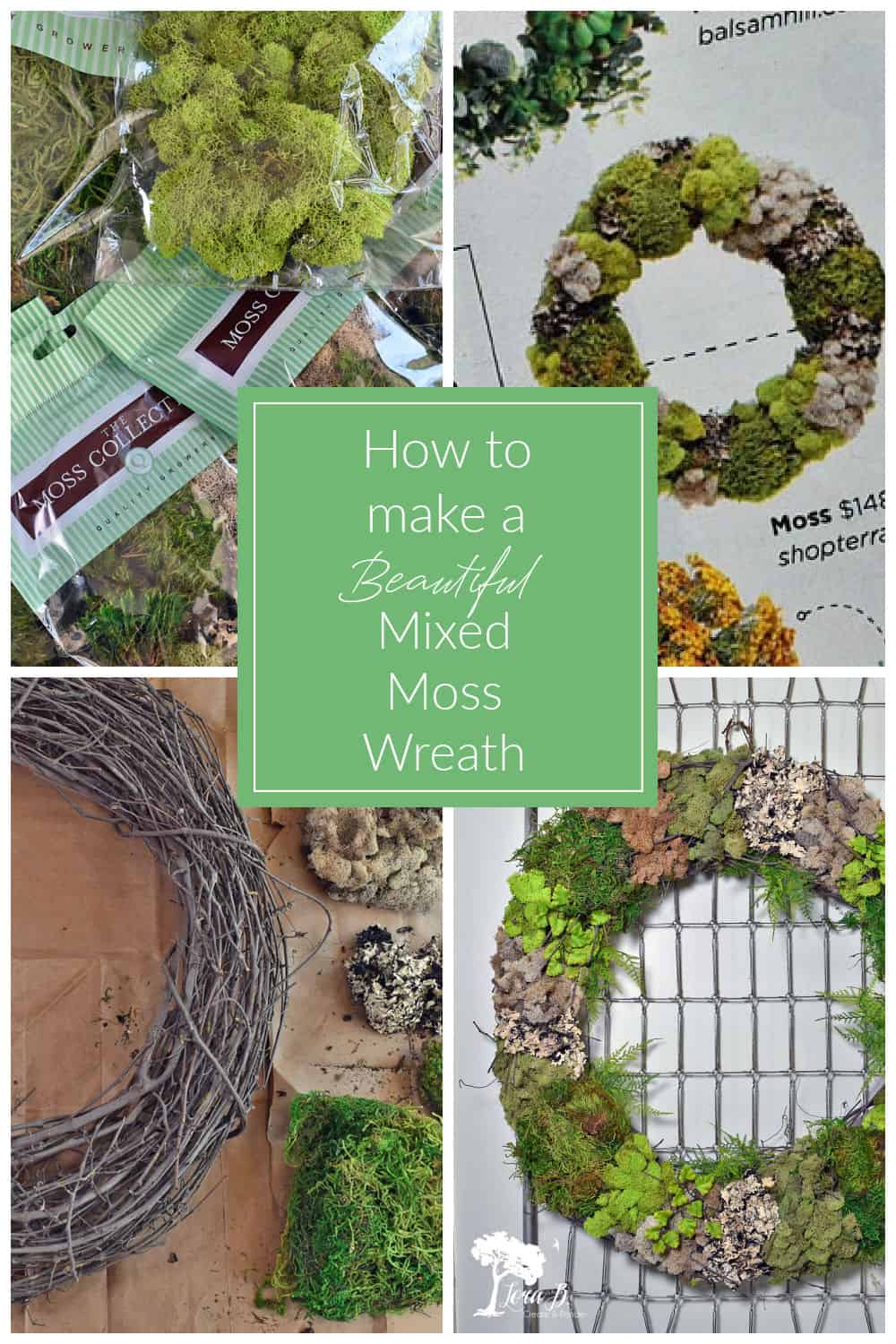Easy DIY Mixed Moss Grapevine Wreath