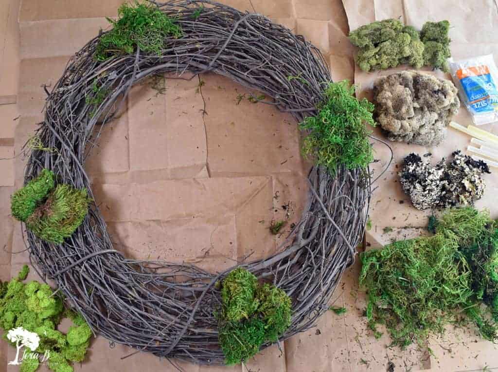 Mixed Moss Grapevine Wreath DIY