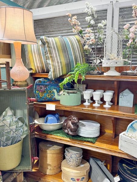Spring vintage shop booth display.