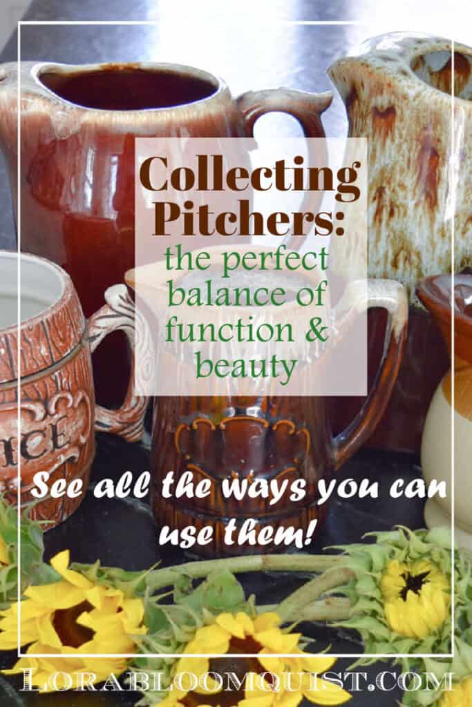 Collecting Pitchers pin with brown pottery.