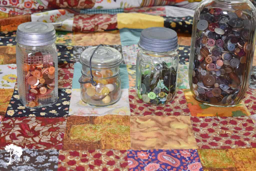 Old buttons in jars