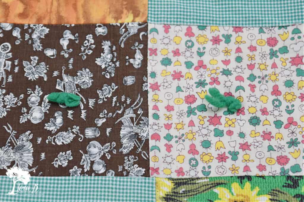 Old quilt with yarn ties
