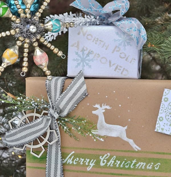 Christmas gift wrapping ideas with stencils