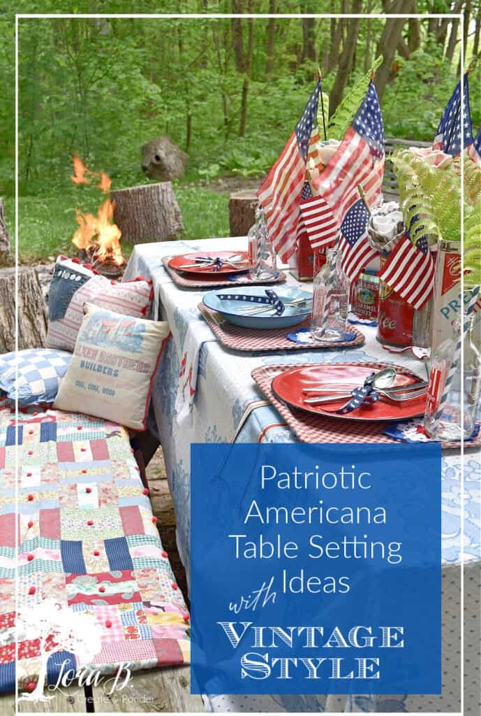 Patriotic picnic table with vintage