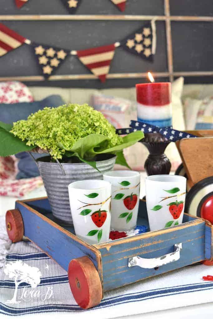 vintage strawberry juice glasses