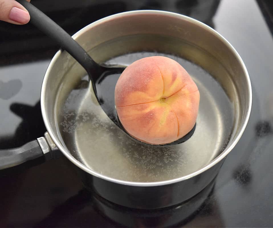 Peach in hot water