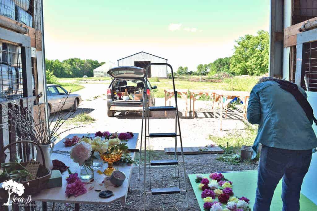 Fresh snipped peonies for Photo Styling Tips using vintage and flowers.