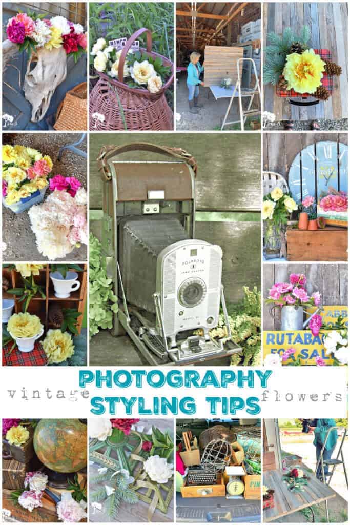 photo styling tips using vintage and flowers