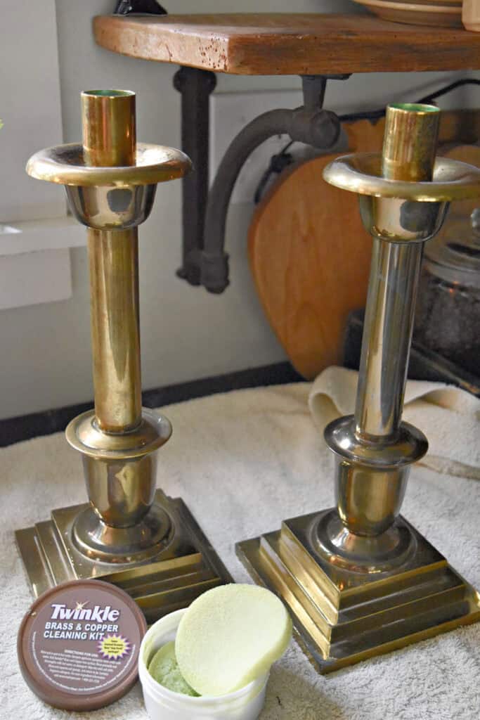 Brass candlesticks.
