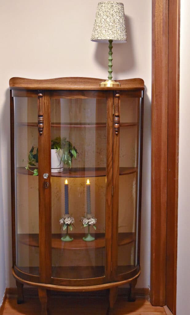 Vintage curved front glass cabinet