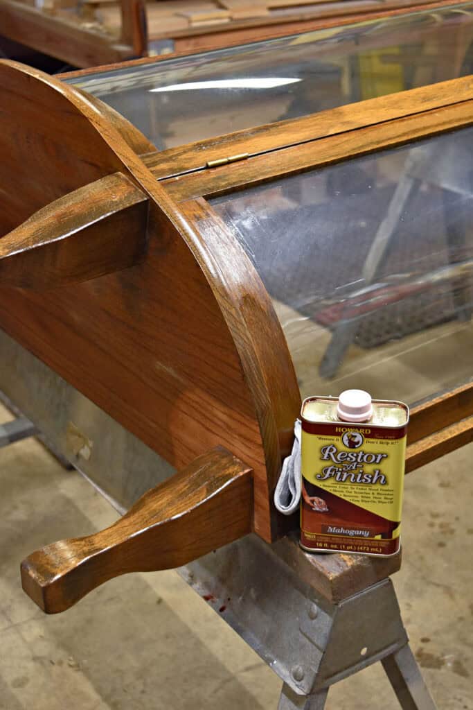 Restro a Finish wiped on vintage wooden legs.
