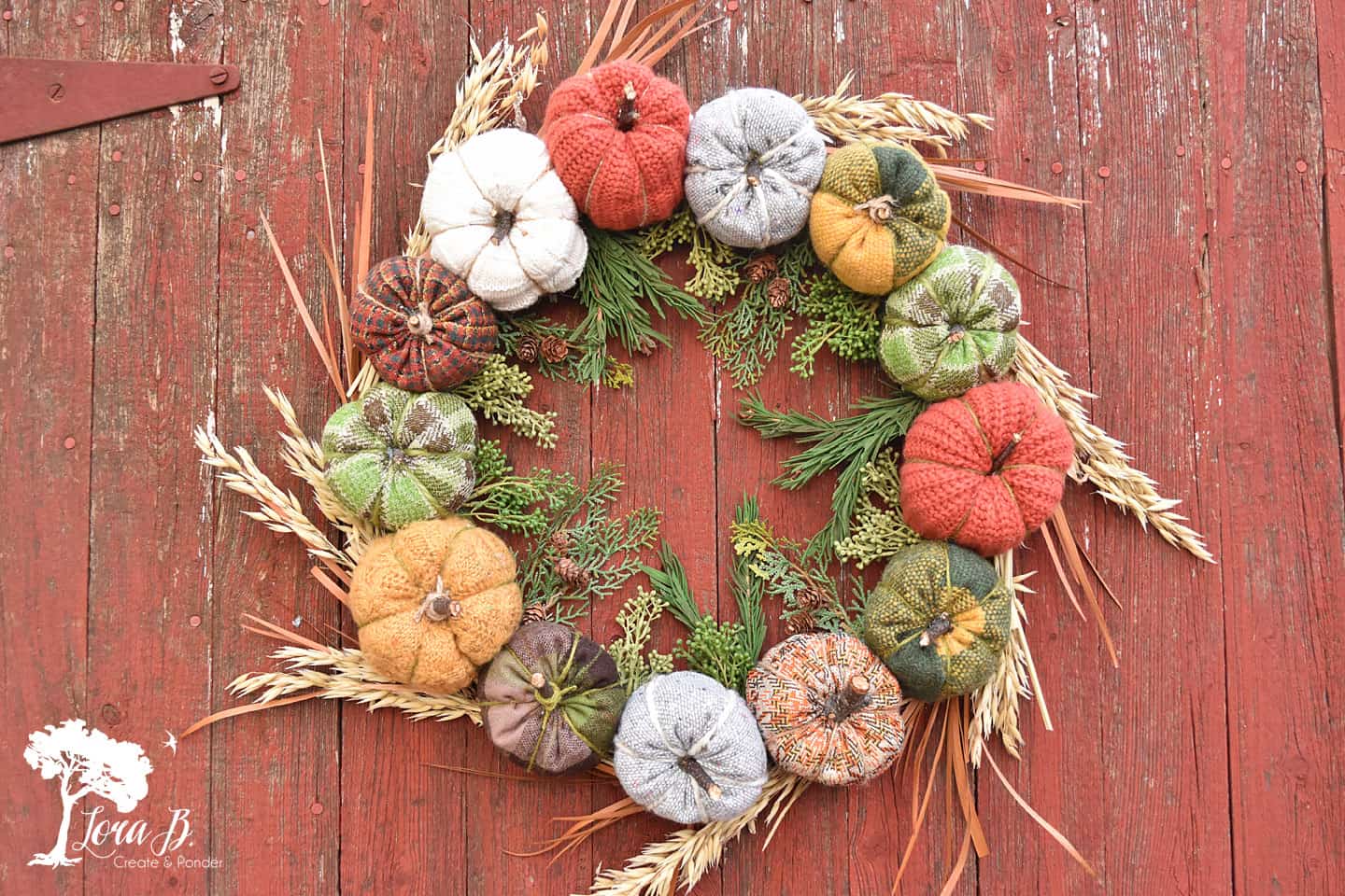 Fabric Pumpkin Harvest Wreath