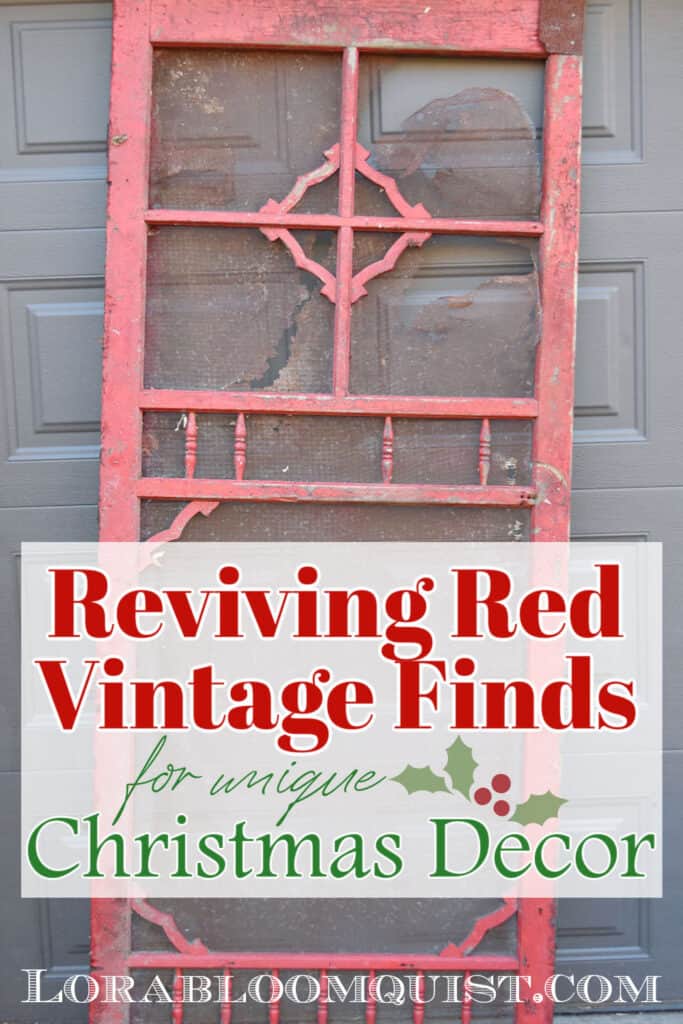 Antique red screen door