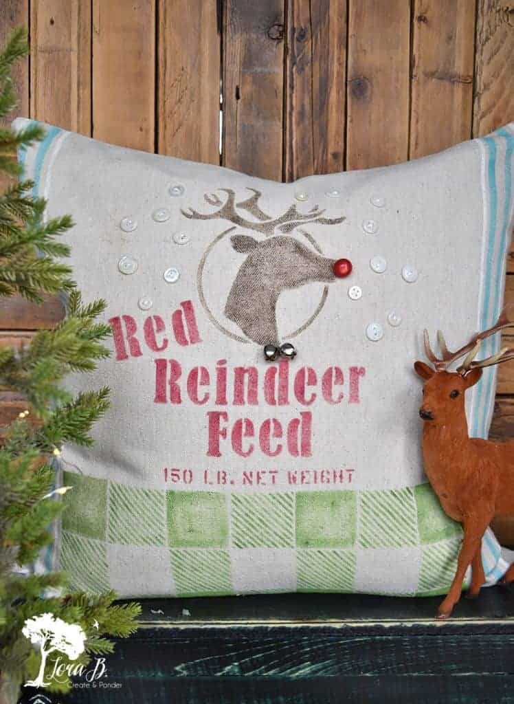 feedsack Rudolph pillow