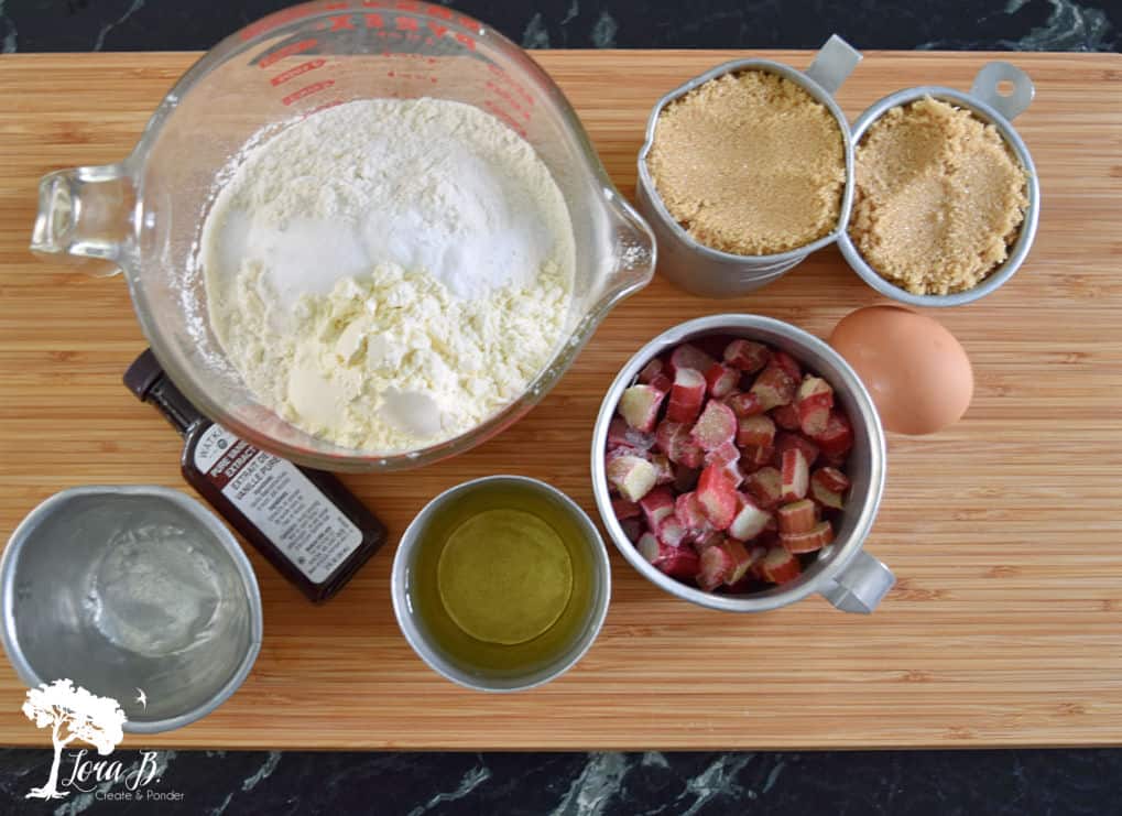 Rhubarb muffin ingredients