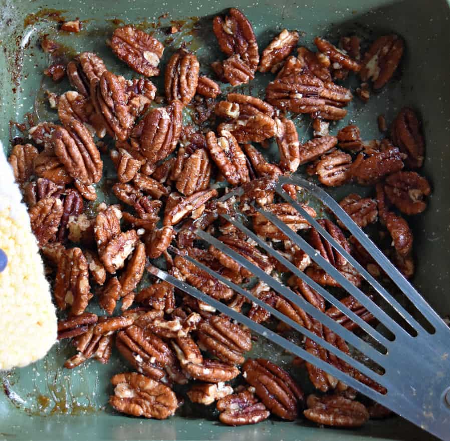 Maple syrup pecans.