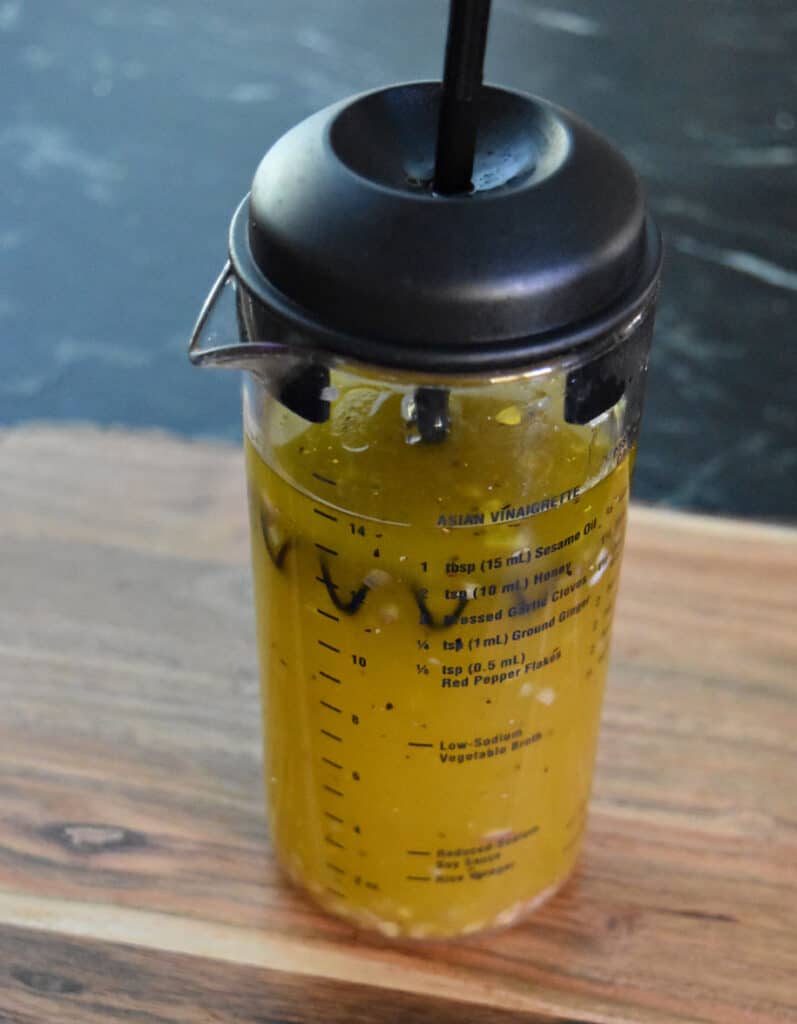 Home made salad dressing in mixer.