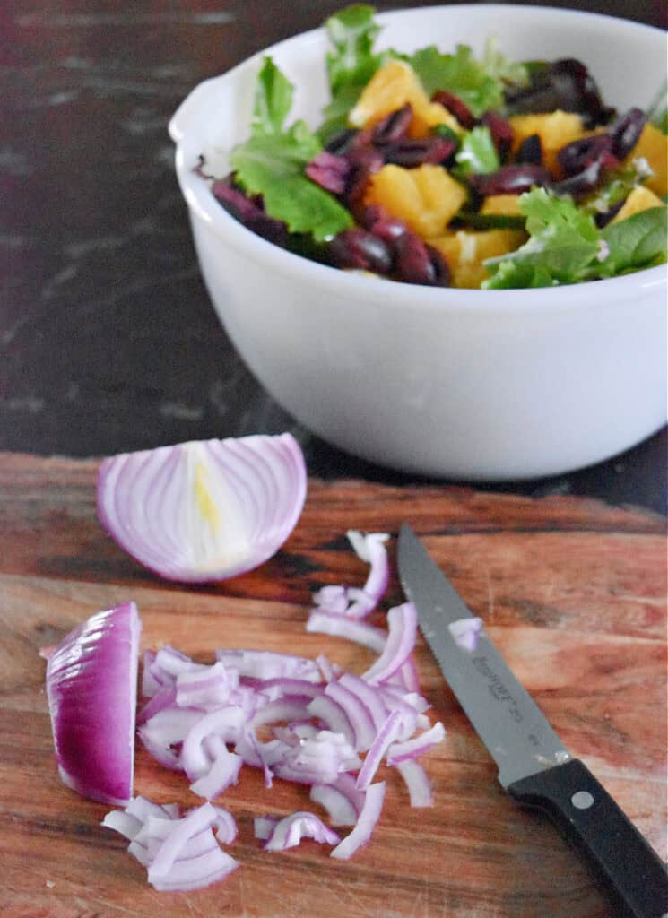 Cutting a purple onion