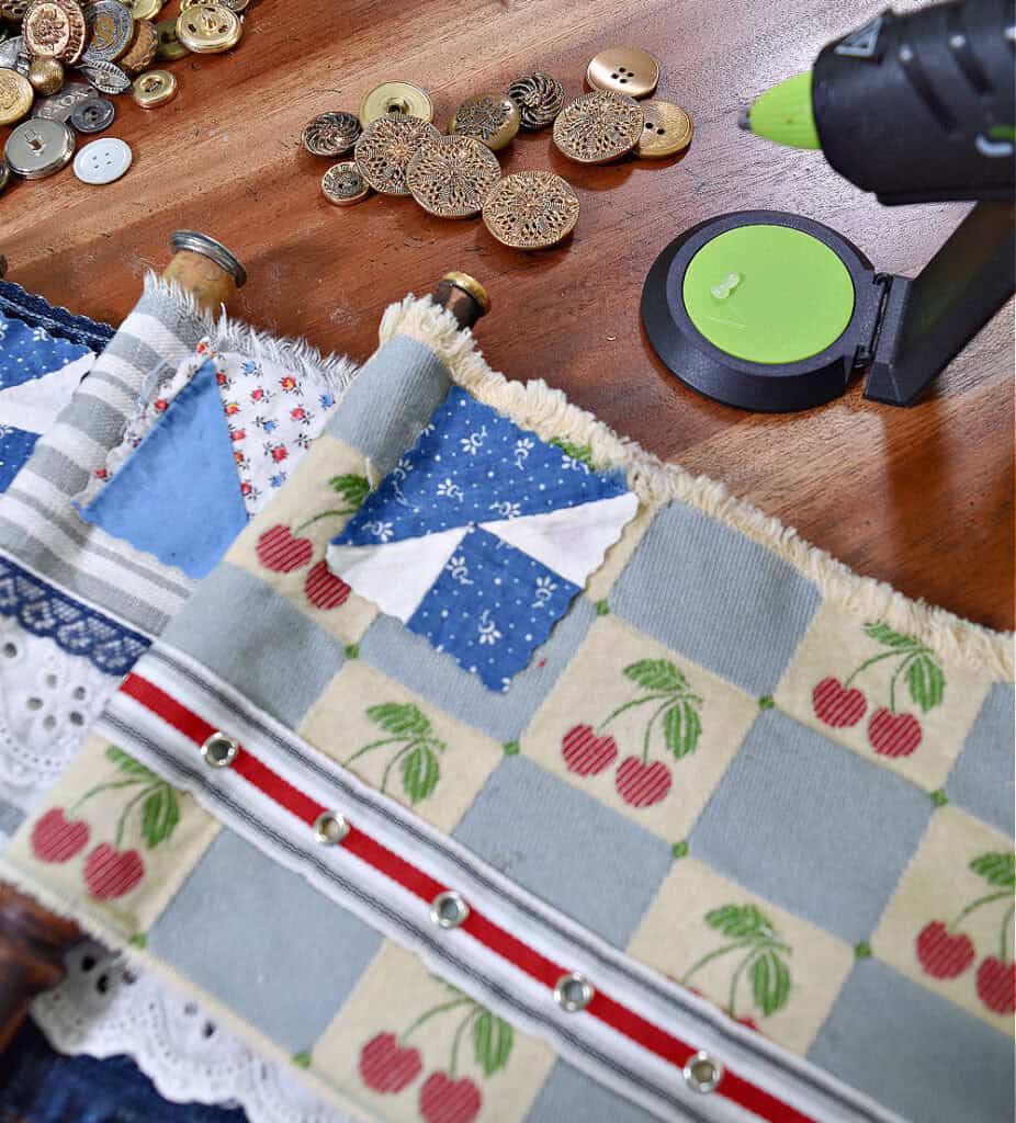DIY scrap fabric flags in Patriotic colors.