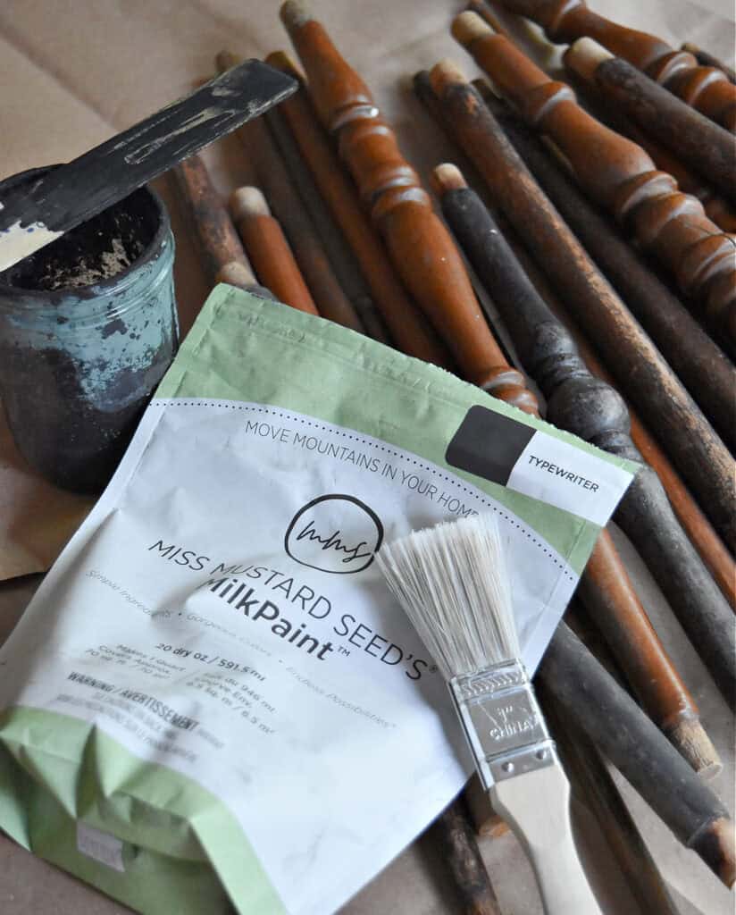 Miss Mustard Seed's Milk Paint and old spindles.