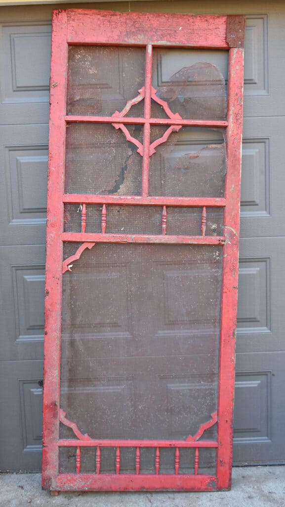 Red antique screen door
