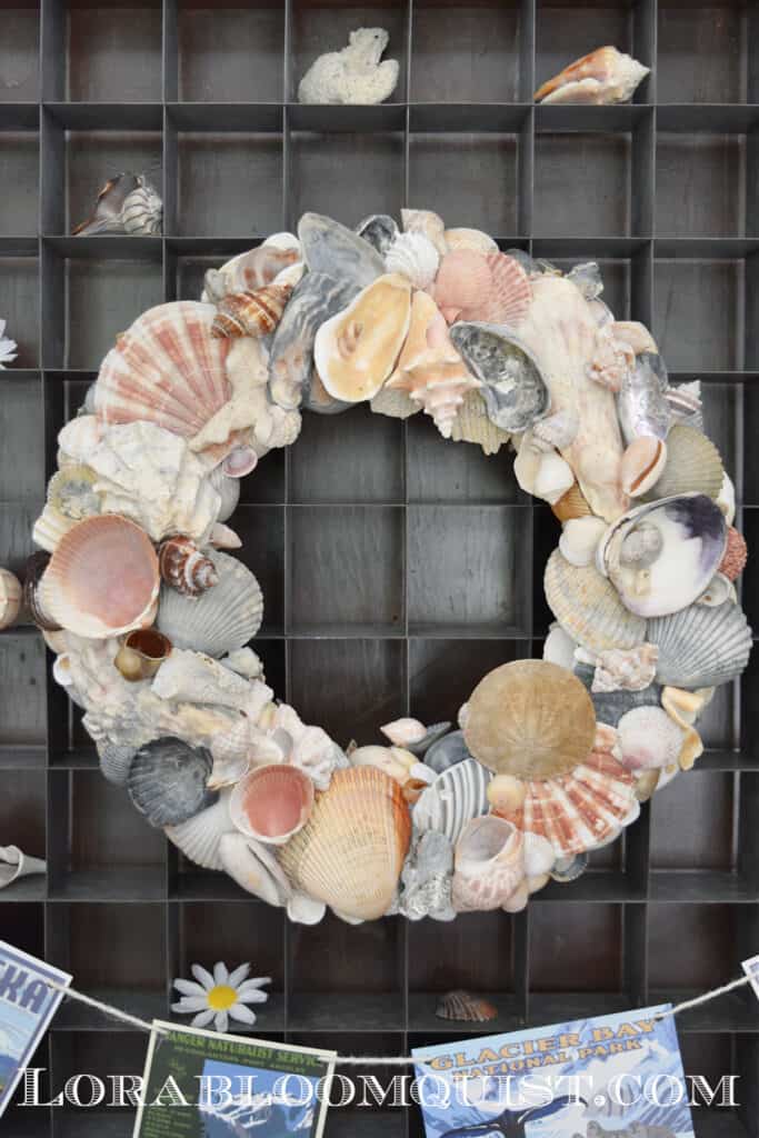 DIY seashell wreath.