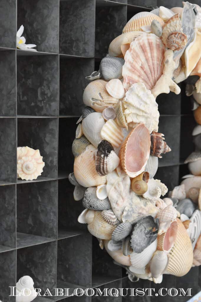 DIY seashell wreath.