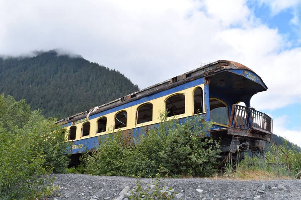 Old trolley car in Seward Alaska