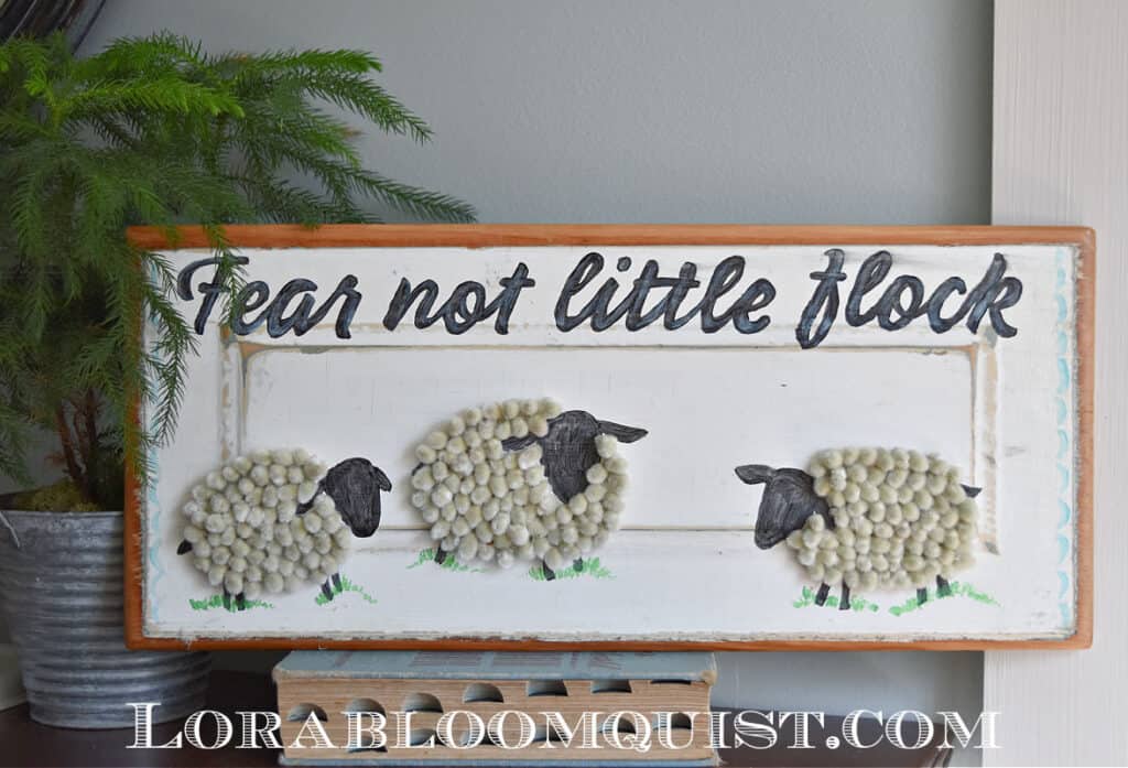 Fear not little flock folk art sign.