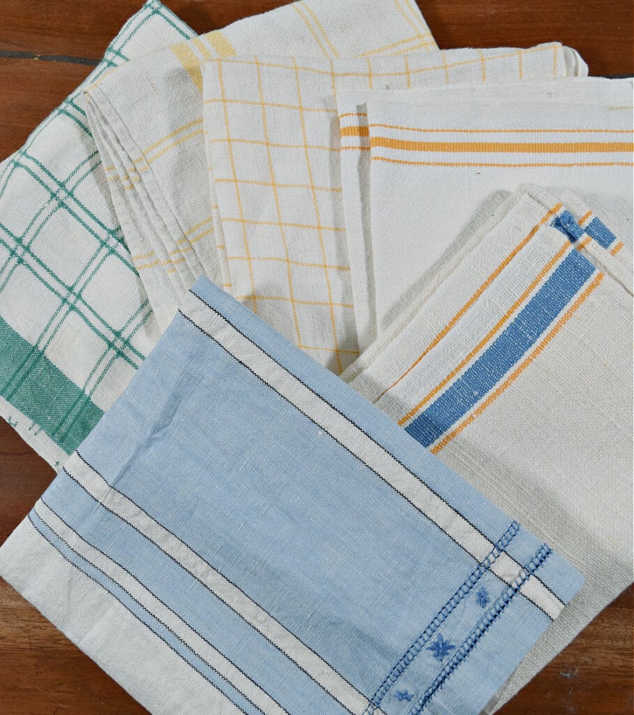 Vintage linen kitchen towels.