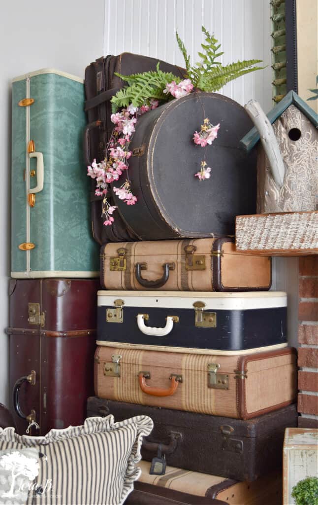 Vintage suitcases stack