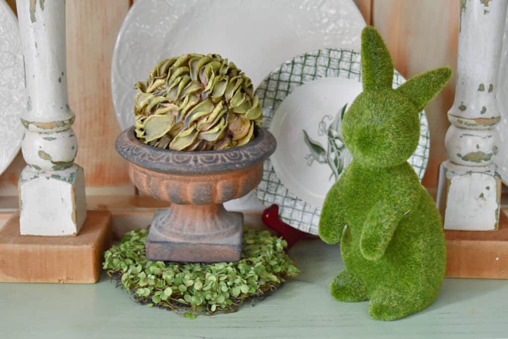 Moss bunny in Spring hutch display