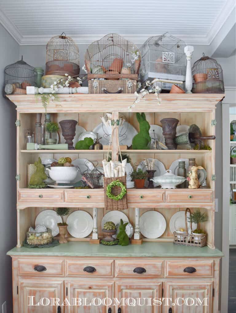 Hutch Decorating Ideas for Spring (with Vintage Garden Style) - Lora ...