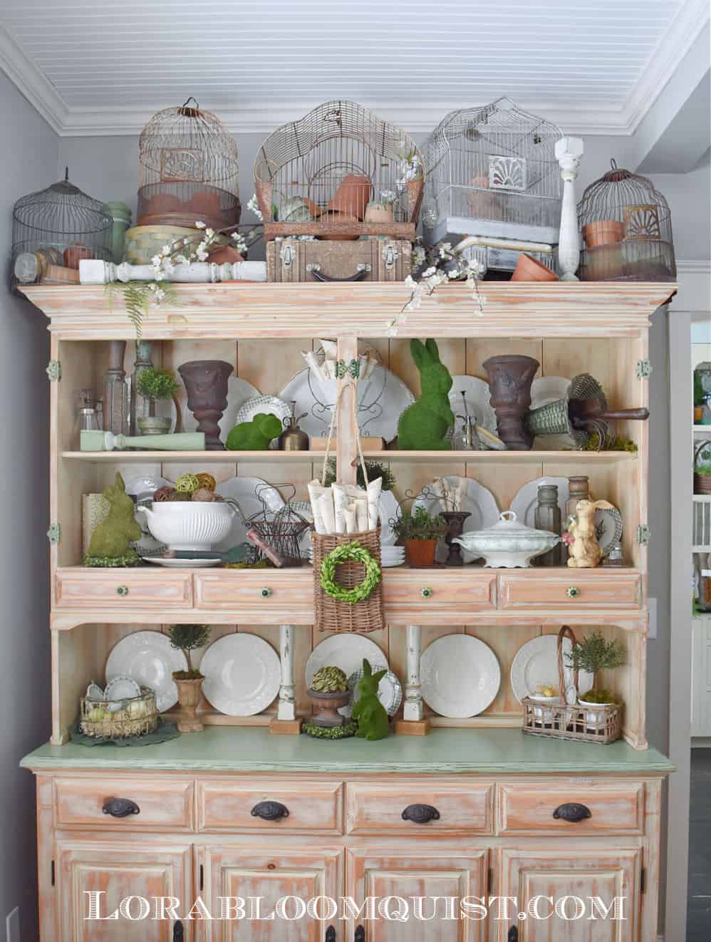 Hutch Decorating Ideas for Spring (with Vintage Garden Style) Lora