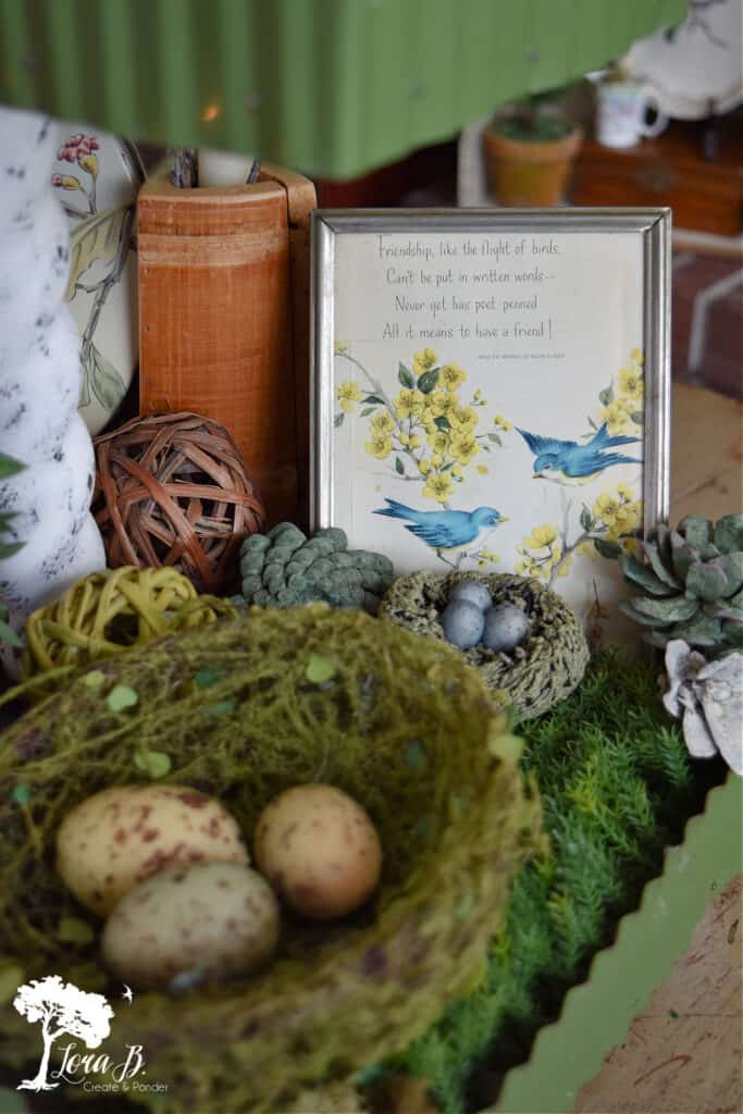 Bird themed tiered tray display