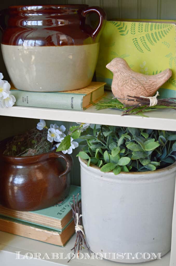 Stoneware Spring shelf decor