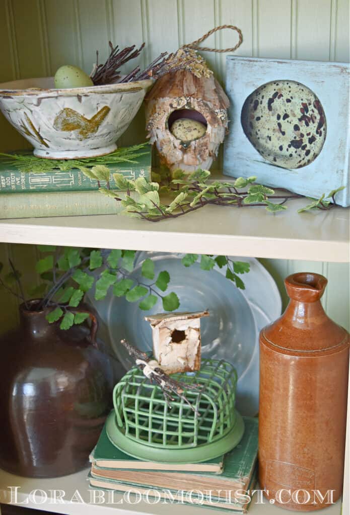 Stoneware Spring shelf decor