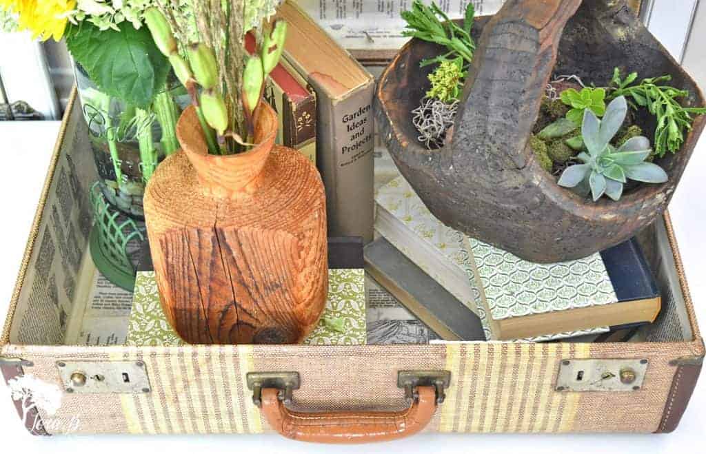 vintage suitcase vignette