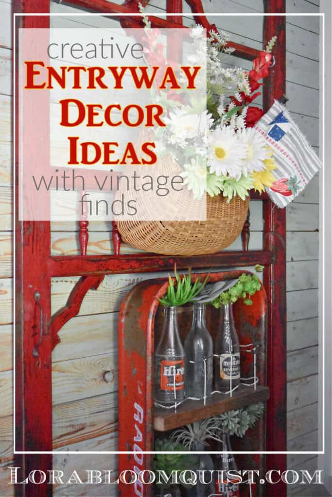 Creative Entryway Decor Ideas with Vintage Finds pin.