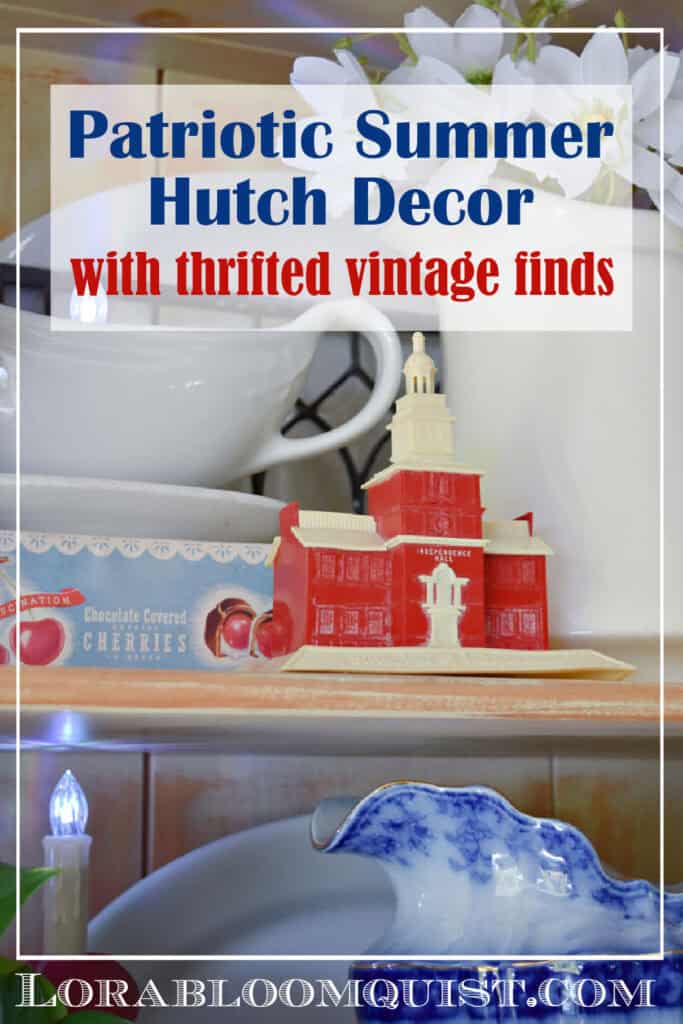 Patriotic Summer Hutch Decor with Thrifted Vintage Finds pin.