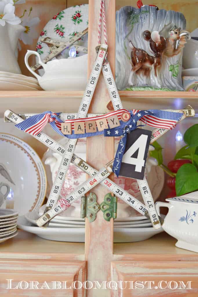 Foldable ruler star upcycled with Happy 4th.