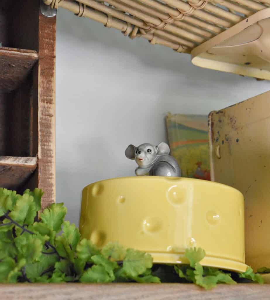 Vintage swiss cheese figurine with mouse.