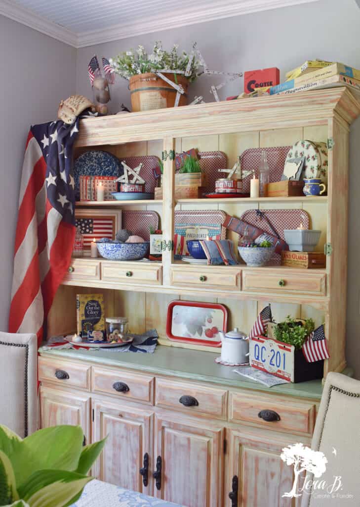 Patriotic americana decorated hutch