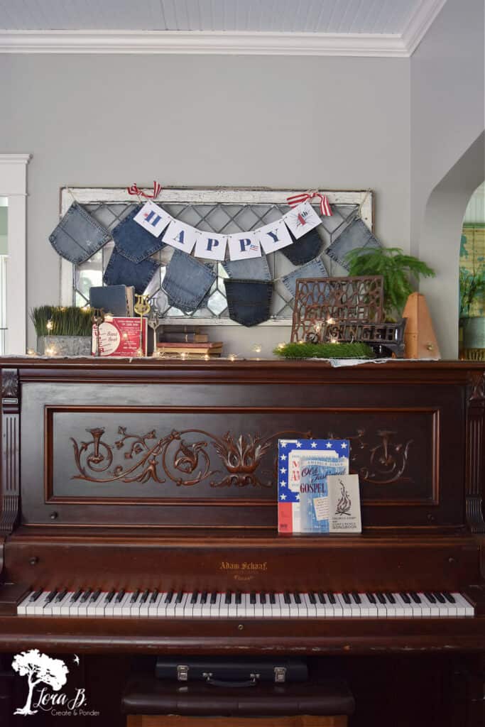 Fourth of July decor on piano