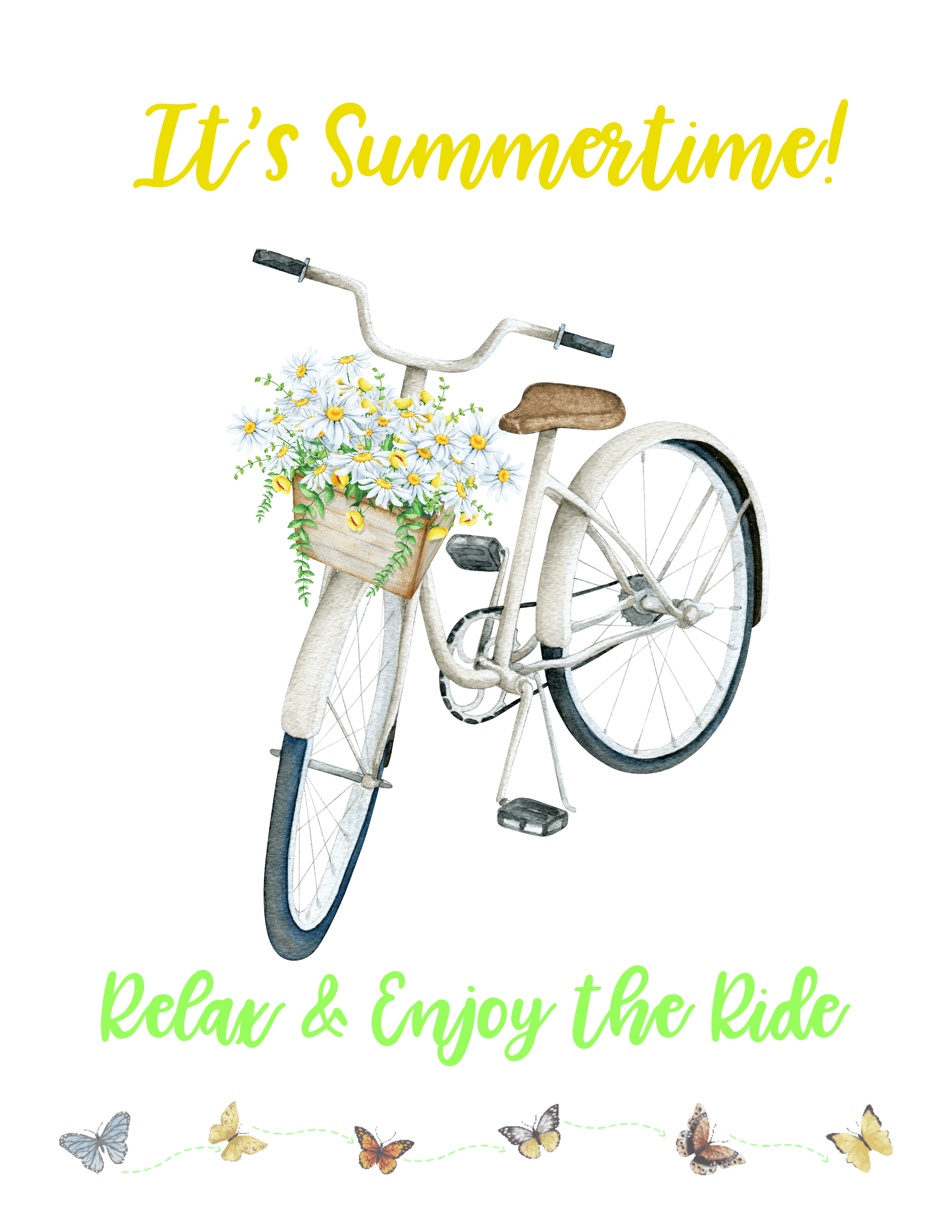 free summer bicycle printable