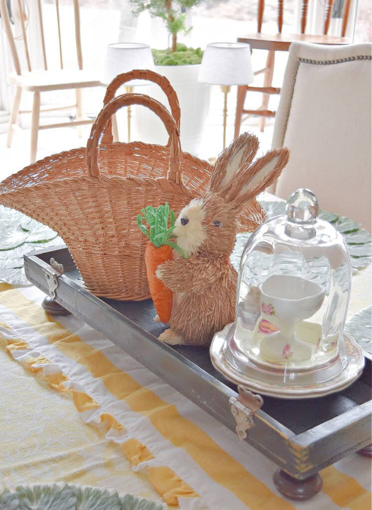Styling an Easter table centerpiece.