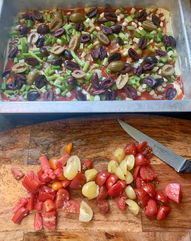 Chopped tomatoes to put on layered taco dip.