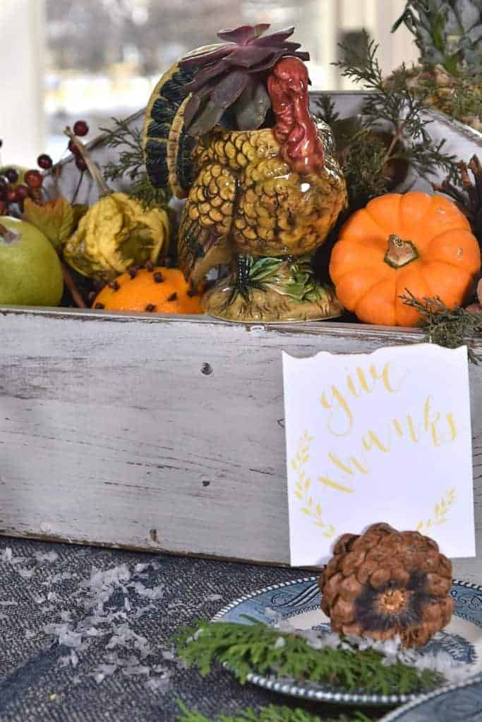 Repurposed Tool Caddy Centerpiece for Thanksgiving - Lora