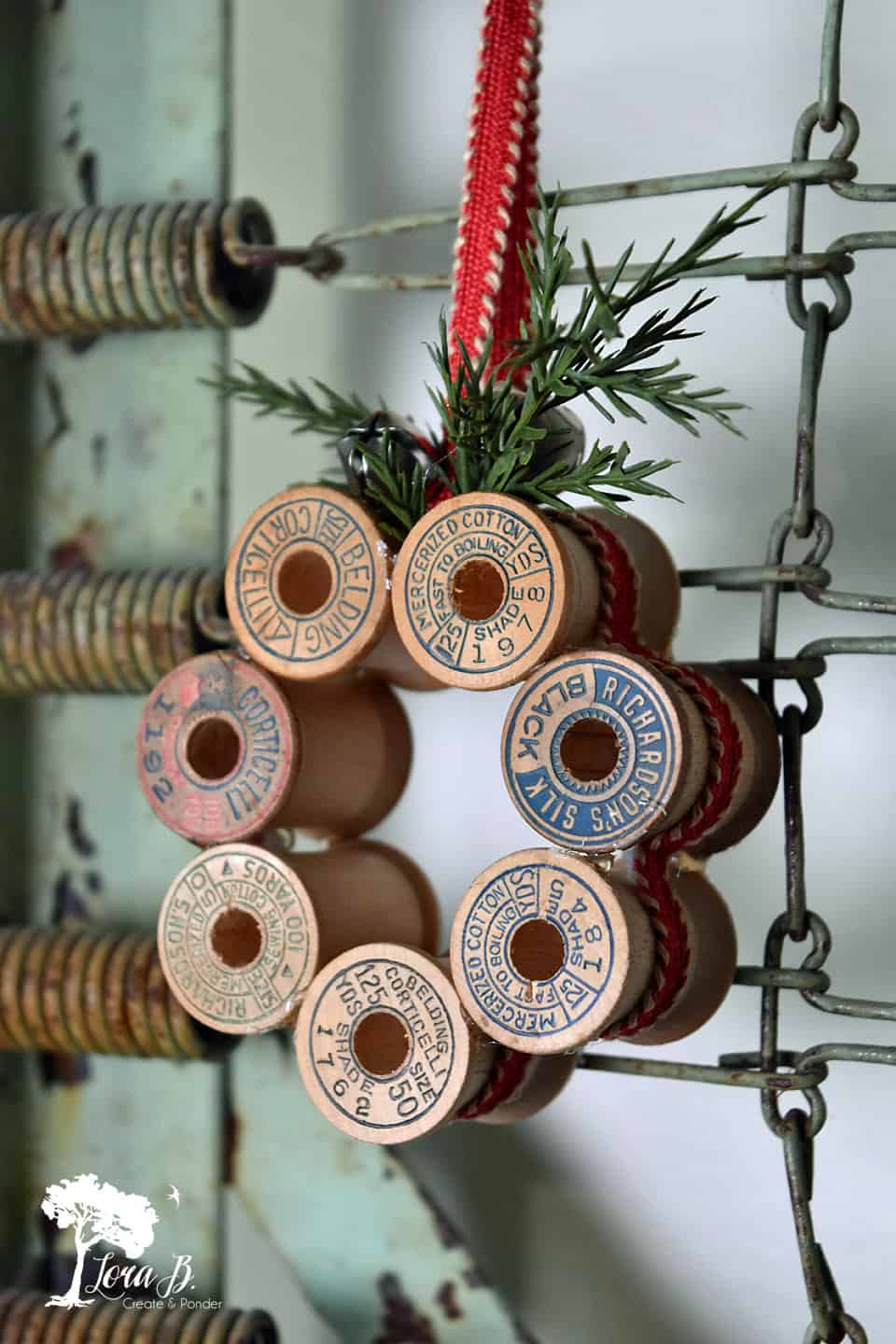 Vintage Thread Spool Mini Wreath How-To